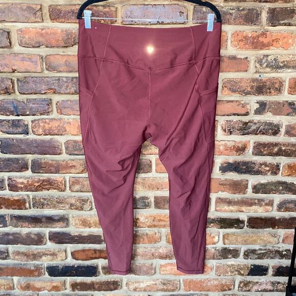 Old Navy Maroon Red High Waisted PowerSoft 7/8 Pocket Leggings Women's Size XL - Picture 4 of 7